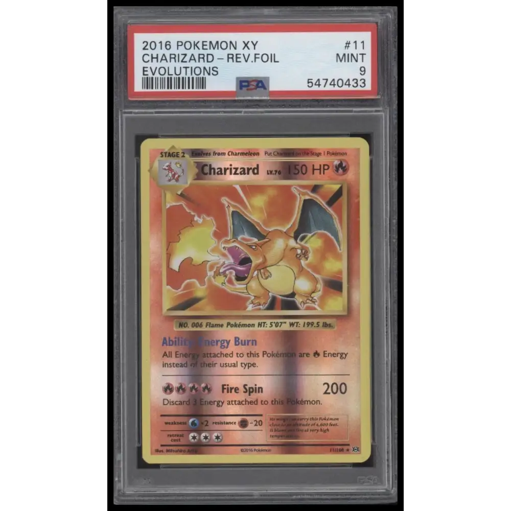 2016 Pokemon Xy Evolutions #11 Charizard-Rev.Foil Evolutions PSA 9