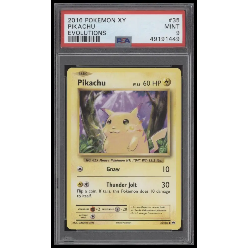 2016 Pokemon Xy Evolutions #35 Pikachu Evolutions PSA 9
