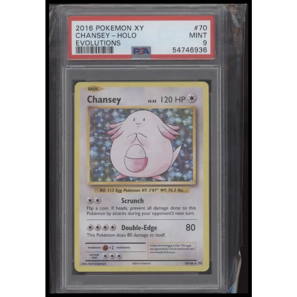 2016 Pokemon Xy Evolutions #70 Chansey-Holo Evolutions PSA 9