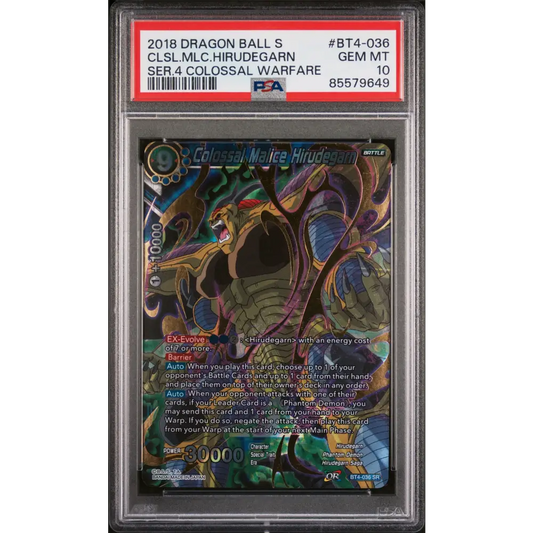 2018 DRAGON BALL SUPER COLOSSAL WARFARE CLSL.MLC.HIRUDEGARN #BT4-036 - PSA 10 - Graded DBZ PSA 10