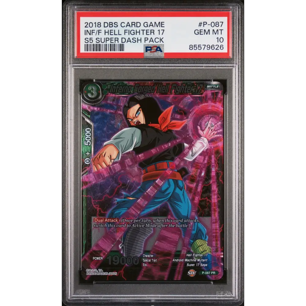 2018 DRAGON BALL SUPER SUPER DASH INF/F HELL FIGHTER 17 #P-087 - PSA 10 - Graded DBZ PSA 10
