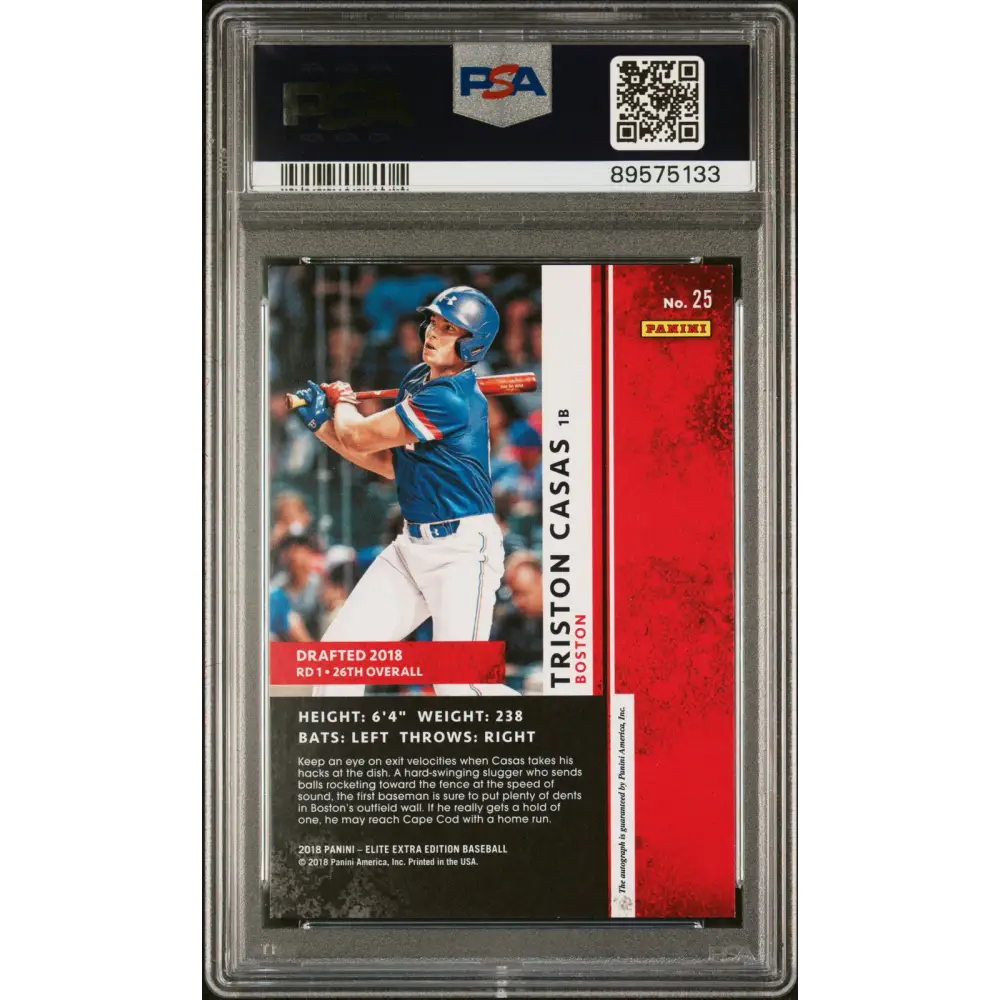 2018 Panini Elite Extra Edition #25 Triston Casas Autograph-Emerald PSA 8