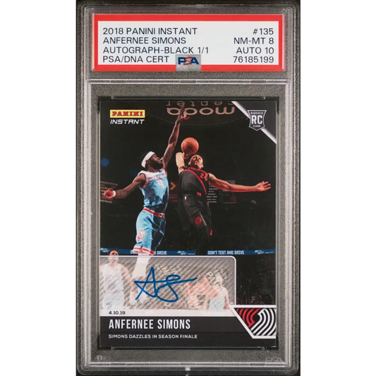 2018 Panini Instant #135 Anfernee Simons Autograph-Black 1/1 PSA 8