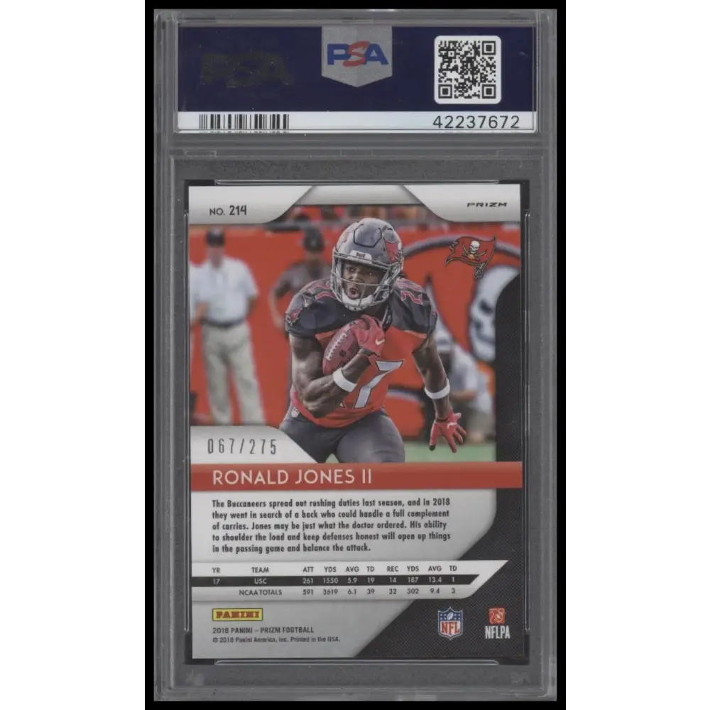 2018 Panini Prizm #214 Ronald Jones Ii Hyper Prizm PSA 9