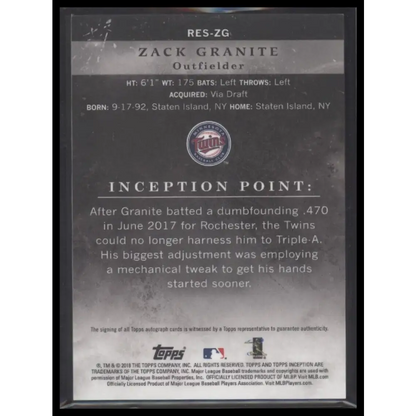 2018 Topps Inception Zack Granite Rookie and Emerging Stars Autographs Blue #/25