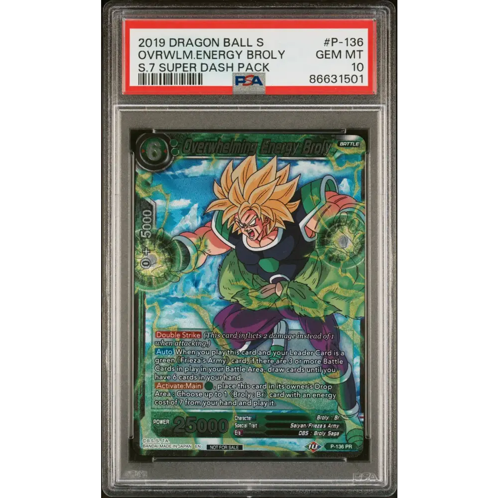 2019 DRAGON BALL SUPER OVRWLM.ENERGY BROLY #P-136 - PSA 10 - Graded DBZ PSA 10