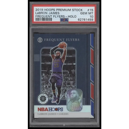 2019 Panini Hoops Premium Stock #15 Lebron James Frequent Flyers-Holo PSA 10