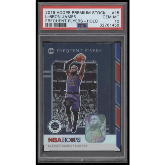 2019 Panini Hoops Premium Stock #15 Lebron James Frequent Flyers-Holo PSA 10