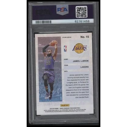 2019 Panini Hoops Premium Stock #15 Lebron James Frequent Flyers-Holo PSA 10