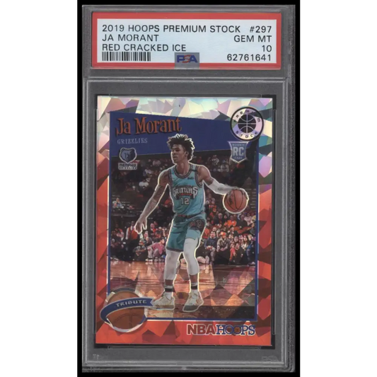 2019 Panini Hoops Premium Stock #297 Ja Morant Red Cracked Ice PSA 10