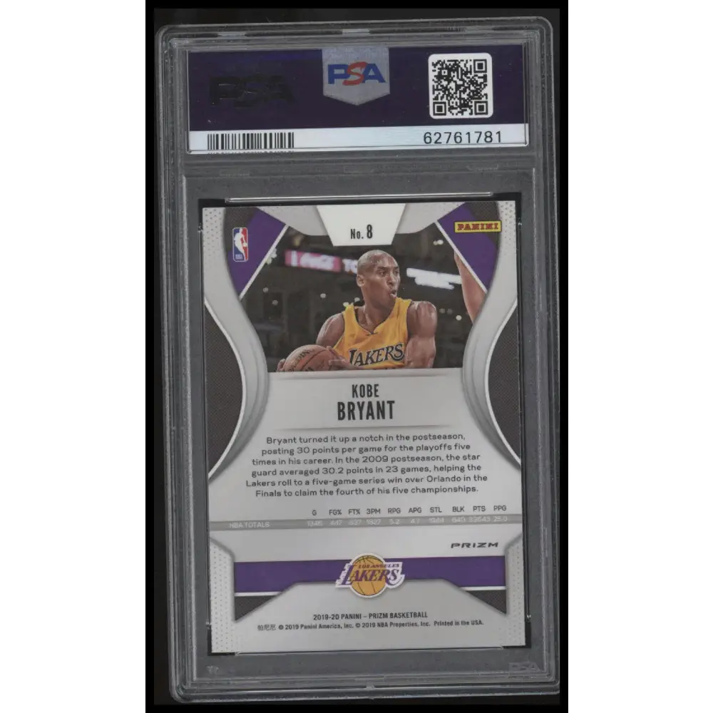 2019 Panini Prizm #8 Kobe Bryant Silver Prizm PSA 10