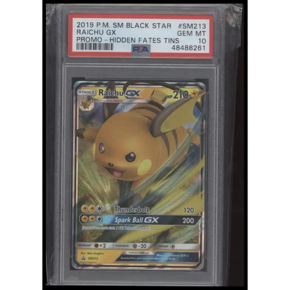 2019 Pokemon Sm Black Star Promo #SM213 Raichu Gx Promo-Hidden Fates Tins PSA 10