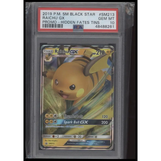 2019 Pokemon Sm Black Star Promo #SM213 Raichu Gx Promo-Hidden Fates Tins PSA 10
