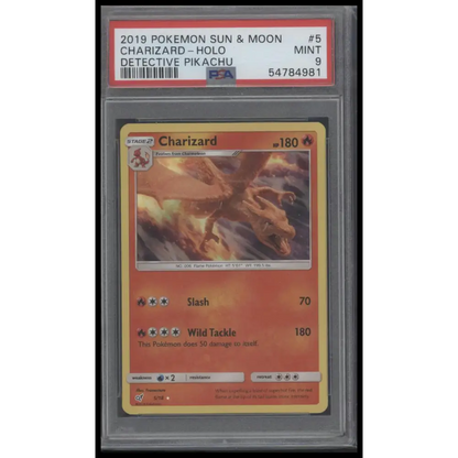 2019 Pokemon Sun & Moon Detective Pikachu #5 Charizard-Holo PSA 9