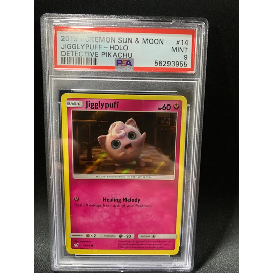 2019 POKEMON SUN & MOON DETECTIVE PIKACHU JIGGLYPUFF-HOLO #14 - PSA MINT 9 - Graded Pokémon PSA 9
