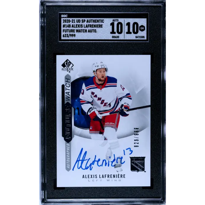 2020-21 Upper Deck SP Authentic #148 Alexis Lafreniere Future Watch Auto. SGC 10
