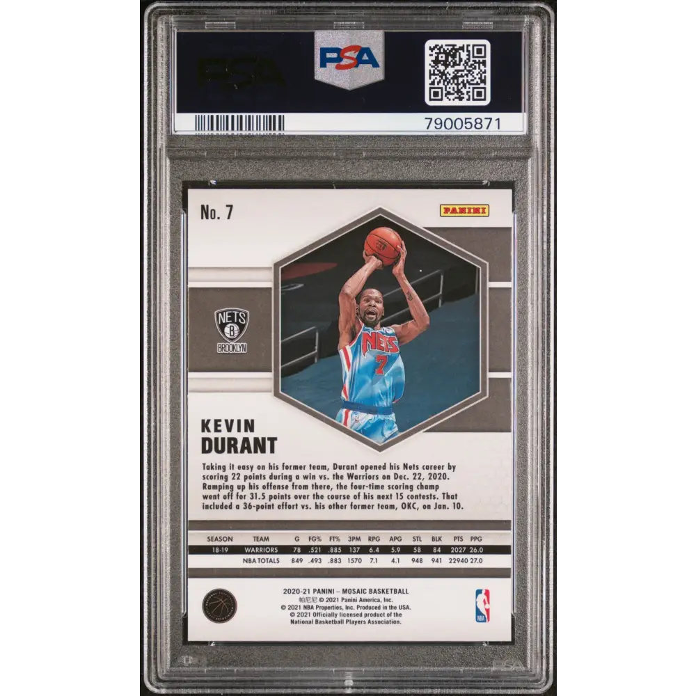 2020 PANINI MOSAIC KEVIN DURANT #7 - PSA 10 - Graded Sports Cards PSA 10
