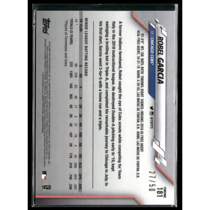 2020 Topps Chrome #181 Robel Garcia Gold Refractor #/50