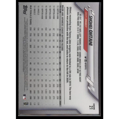 2020 Topps Chrome #21 Shohei Ohtani