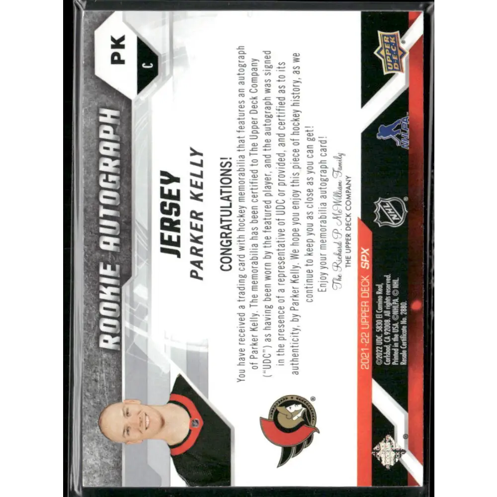 2021-22 SPx #PK Parker Kelly Rookie Auto Jersey