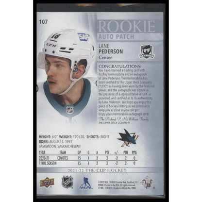 2021-22 Upper Deck The Cup #107 Lane Pederson #/249
