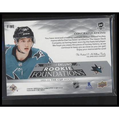 2021-22 Upper Deck The Cup #F-WE William Eklund Foundations Quad Jersey #/99
