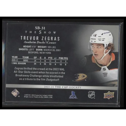 2021-22 Upper Deck The Cup #SB-31 Trevor Zegras The Show Black #/99