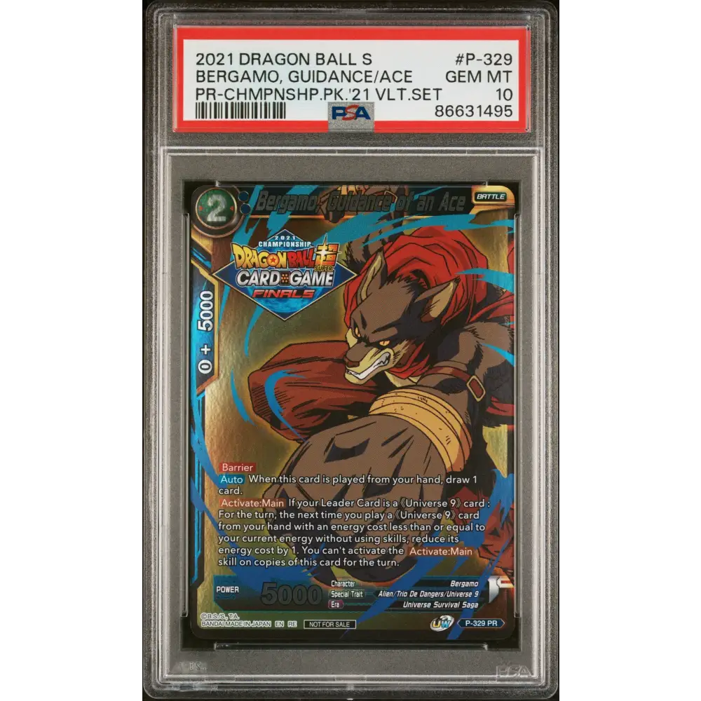 2021 DRAGON BALL SUPER BERGAMO GUIDANCE/ACE #P-329 - PSA 10 - Graded DBZ PSA 10