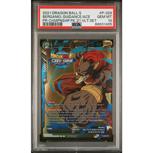 2021 DRAGON BALL SUPER BERGAMO GUIDANCE/ACE #P-329 - PSA 10 - Graded DBZ PSA 10