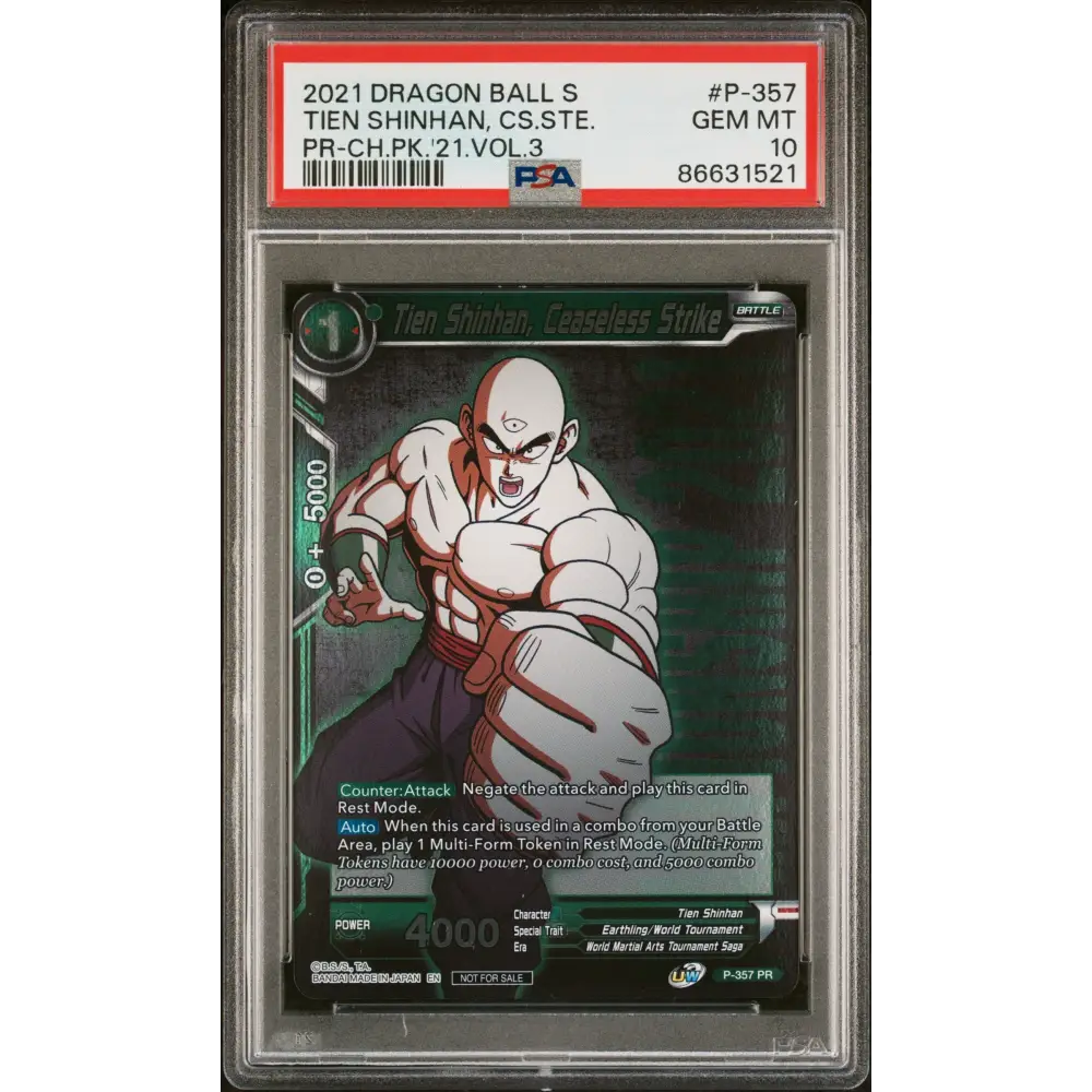 2021 DRAGON BALL SUPER TIEN SHINHAN CS.STE. #P-357 - PSA 10 - Graded DBZ PSA 10