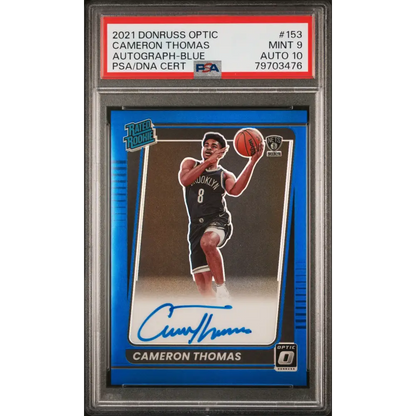 2021 Panini Donruss Optic #153 Cameron Thomas Autograph-Blue PSA 9