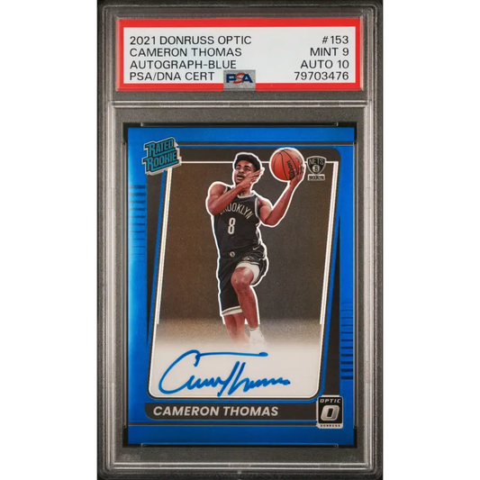 2021 Panini Donruss Optic #153 Cameron Thomas Autograph-Blue PSA 9