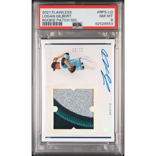 2021 Panini Flawless Rookie Patch Auto Logan Gilbert Rookie Patch Sig. PSA 8
