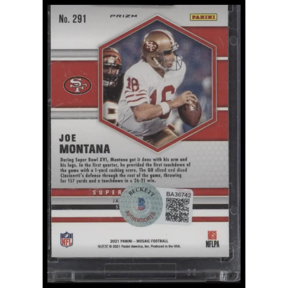 2021 Panini Mosaic #291 Joe Montana Prizm Blue - Certified Auto