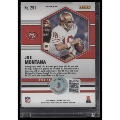 2021 Panini Mosaic #291 Joe Montana Prizm Blue - Certified Auto