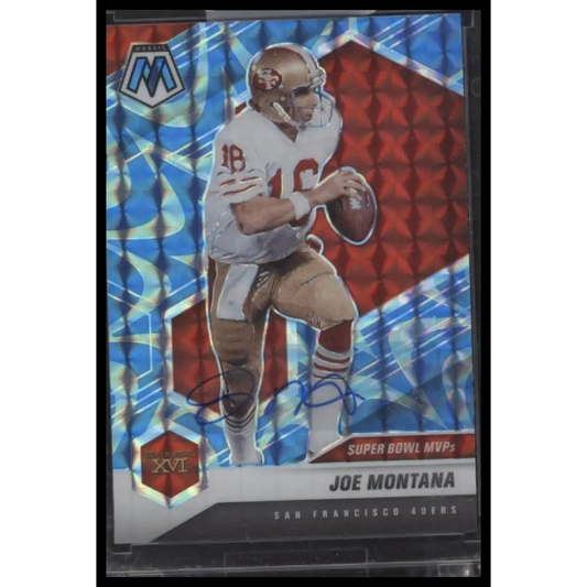 2021 Panini Mosaic #291 Joe Montana Prizm Blue - Certified Auto