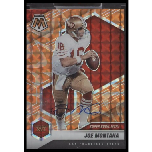 2021 Panini Mosaic #291 Joe Montana Prizm Reactive Orange - Certified Auto