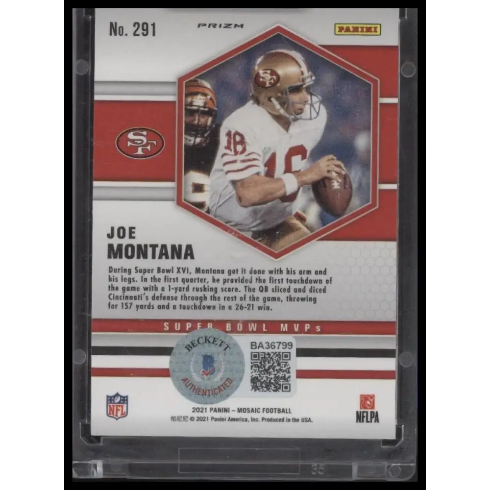 2021 Panini Mosaic #291 Joe Montana Prizm Reactive Orange - Certified Auto