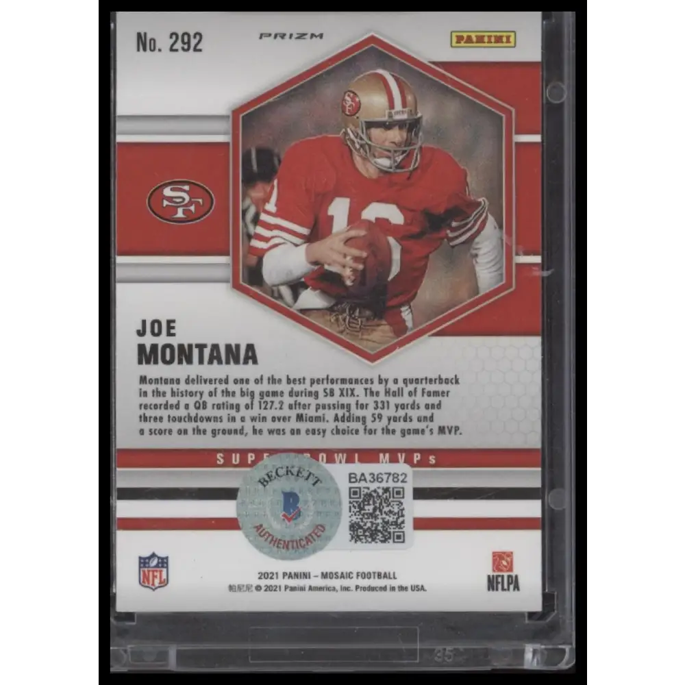 2021 Panini Mosaic #292 Joe Montana Prizm - Certified Auto