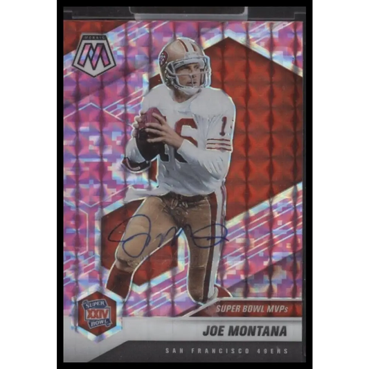 2021 Panini Mosaic #293 Joe Montana Prizm Pink - Certified Auto