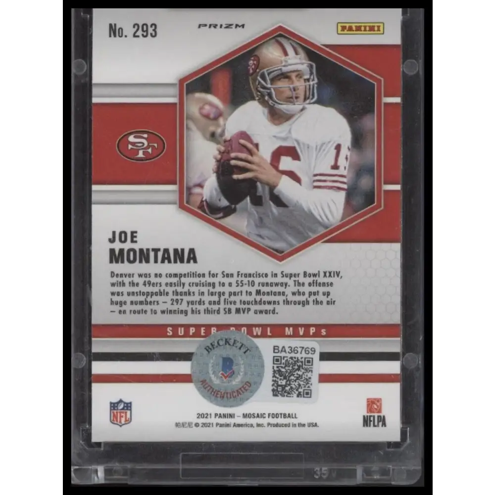 2021 Panini Mosaic #293 Joe Montana Prizm Pink - Certified Auto