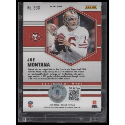 2021 Panini Mosaic #293 Joe Montana Prizm Pink - Certified Auto