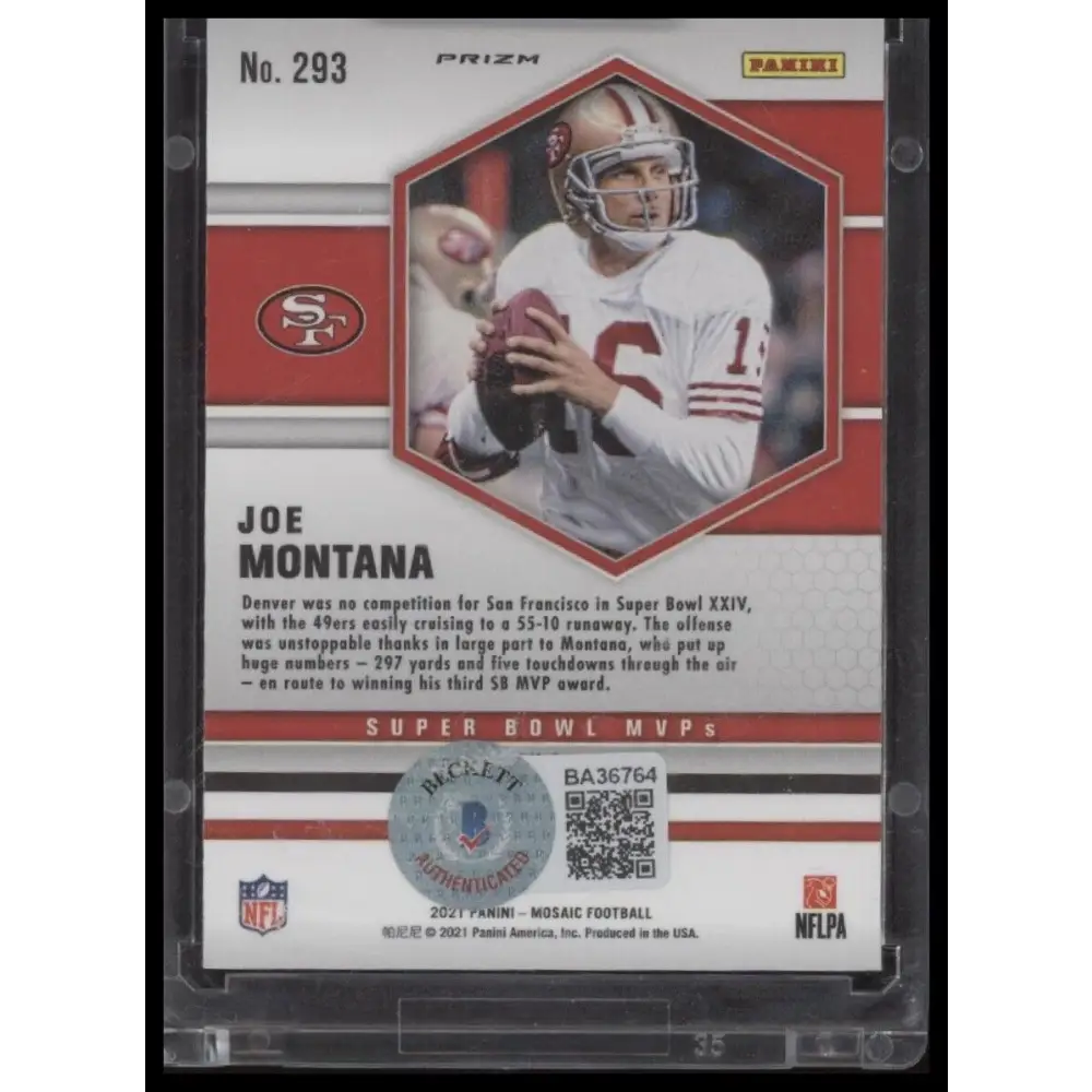 2021 Panini Mosaic #293 Joe Montana Prizm Reactive Blue - Certified Auto