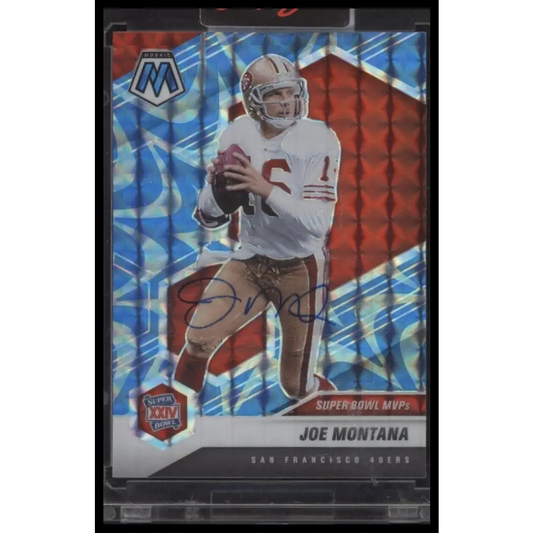 2021 Panini Mosaic #293 Joe Montana Prizm Reactive Blue - Certified Auto