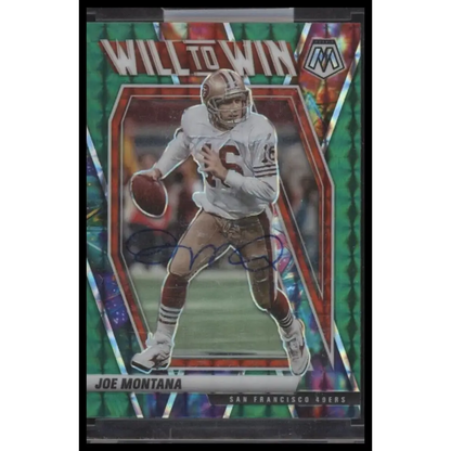2021 Panini Mosaic Joe Montana Will to Win Mosaic Green - Certified Auto