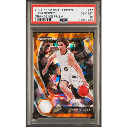2021 PANINI PRIZM DRAFT PICKS JOSH GIDDEY ORANGE ICE PRIZM #17 - PSA 10 ROOKIE CARD - Graded Sports Cards PSA 10
