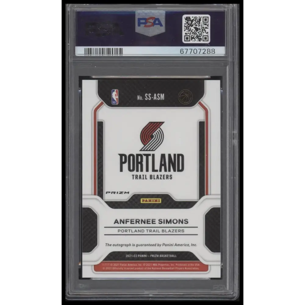 2021 Panini Prizm Sensational Signatures - Anfernee Simons -Silver Prizm PSA 10