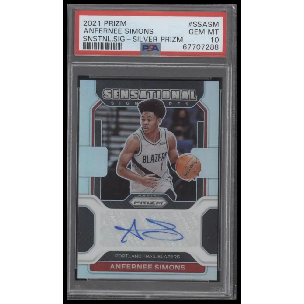 2021 Panini Prizm Sensational Signatures - Anfernee Simons -Silver Prizm PSA 10
