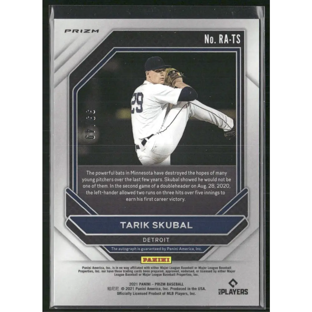 2021 Panini Prizm Tarik Skubal Rookie Autographs Red Donut Circles Prizm #/49
