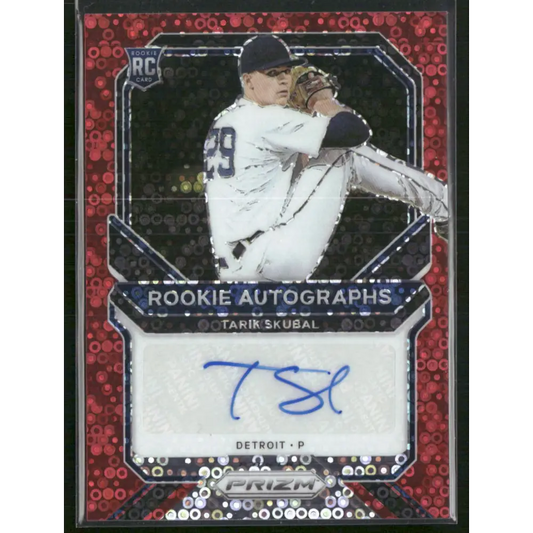 2021 Panini Prizm Tarik Skubal Rookie Autographs Red Donut Circles Prizm #/49